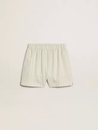 damen shorts aus wollmischung mit weissen und grauen nadelstreifen 1 330x440 - Damen-Shorts aus Wollmischung mit wei&szlig;en und grauen Nadelstreifen