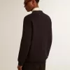 Golden Collection Cardigan aus dunkelblauer Baumwolle mit Used-Look Golden Collection Cardigan aus dunkelblauer Baumwolle mit Used-Look
